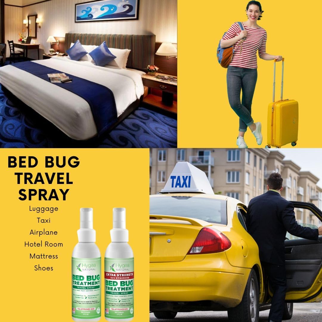 Hygea Natural Bed Bug Travel Spray 3oz (3 Pack) + Bed Bug Refill 128oz Bundle - Stain and Scent Free, Safe for Children and Pets : Health & Household