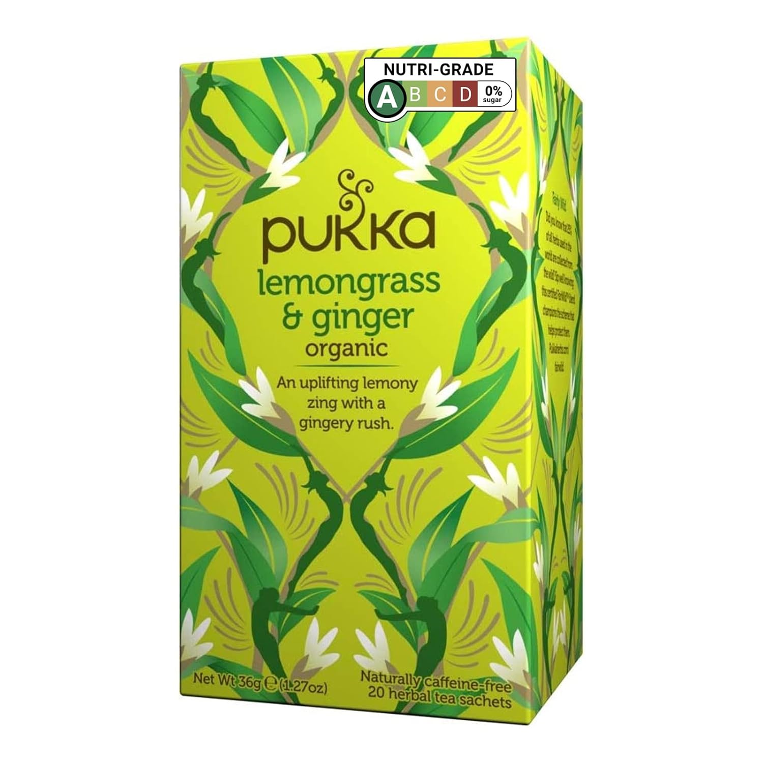 Pukka Herbal Teas Lemongrass And Ginger Caffeine Free, 20 Count