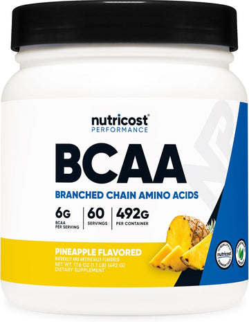 Nutricost BCAA Powder (Pineapple, 60 Servings) - Optimal 2:1:1 Ratio