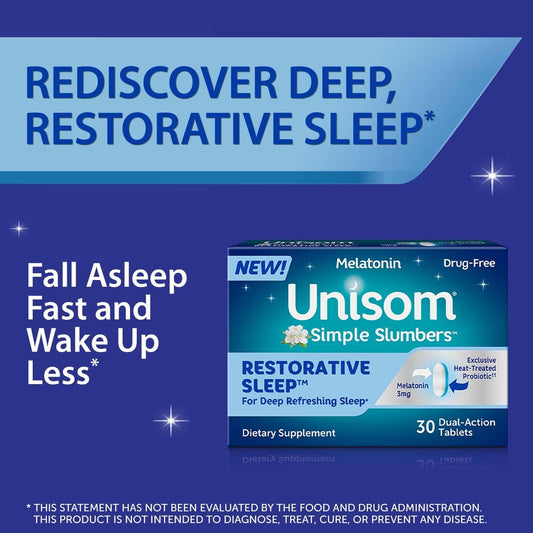 Unisom Simple Slumbers Restorative Sleep Tablets 30-Count, Melatonin 3Mg