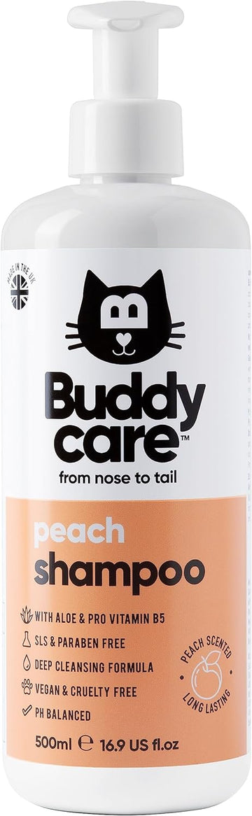 Buddycare Peach Cat Shampoo - 500ml - Deep Cleansing Shampoo for Cats - Fruity Scented - With Aloe Vera and B5?B1