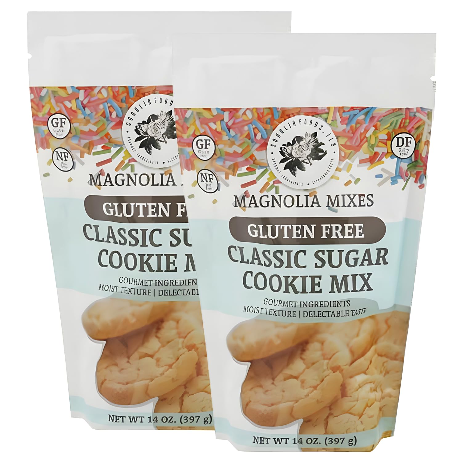 Magnolia Mixes - Classic Sugar Cookie Mix - Light, Crispy, and Irresistibly Delicious! Nut, Dairy, and Soy-Free | Crafted with Gluten-Free Flour Blend, Sweet Cream Flavor - 14oz Each (2-Pack)