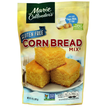 Marie Callender’s CornBread Mix, GLUTEN FREE, 14OZ BAG. Add Eggs, Milk, Oil. Then Mix and Bake. Makes 8” Loaf (Pack of 1)