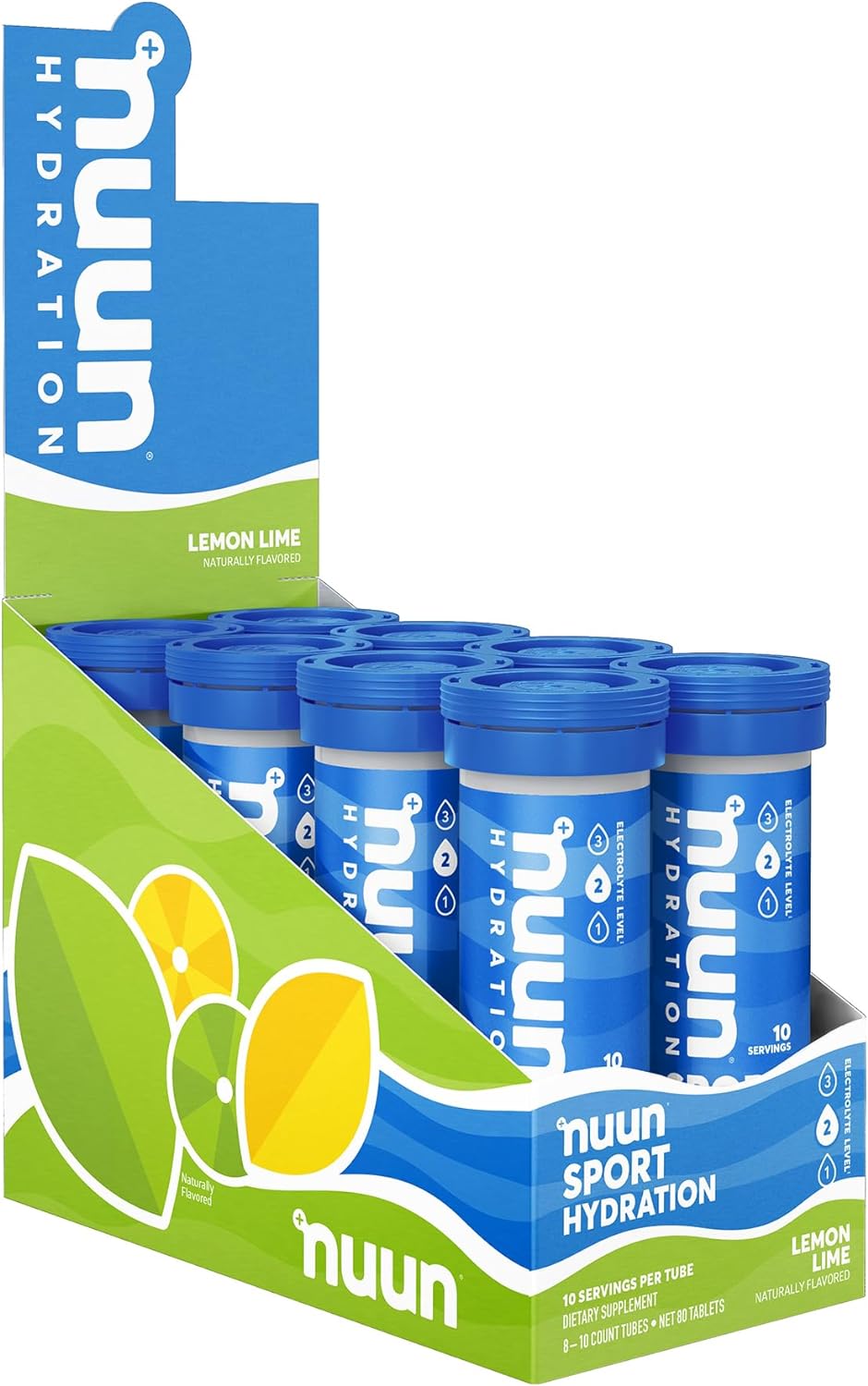 Nuun Sport Electrolyte Tablets for Proactive Hydration, Lemon Lime,10