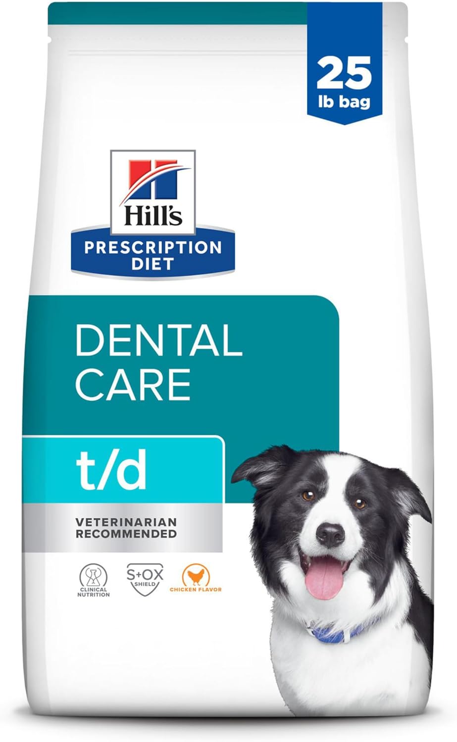 Hill'S Prescription Diet T/D Dental Care Chicken Flavor Dry Dog Food, Veterinary Diet, 25 Lb. Bag (Pack Of 1)