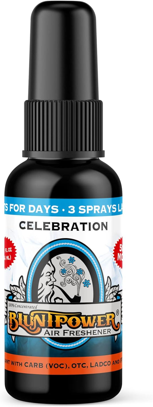 BluntPower (Celebration, 3 Pack) Concentrated Air Freshener - Premium Oil Based Air Freshener Spray For Home and Car - Long-Lasting Bathroom Spray, Car Freshener, & Odor Eliminator Spray