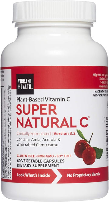 Vibrant Health, Super Natural C, Vegetarian Immune Support, 60 Capsules