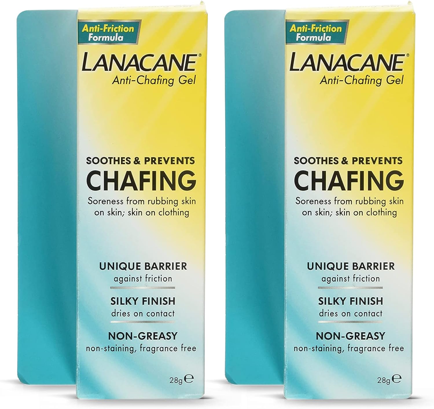 Lanacane Non-staining Anti-chafing & Anti-friction Gel, Prevent Thigh Rashes, Pack of 2, Total of 56 mlml, Unscented