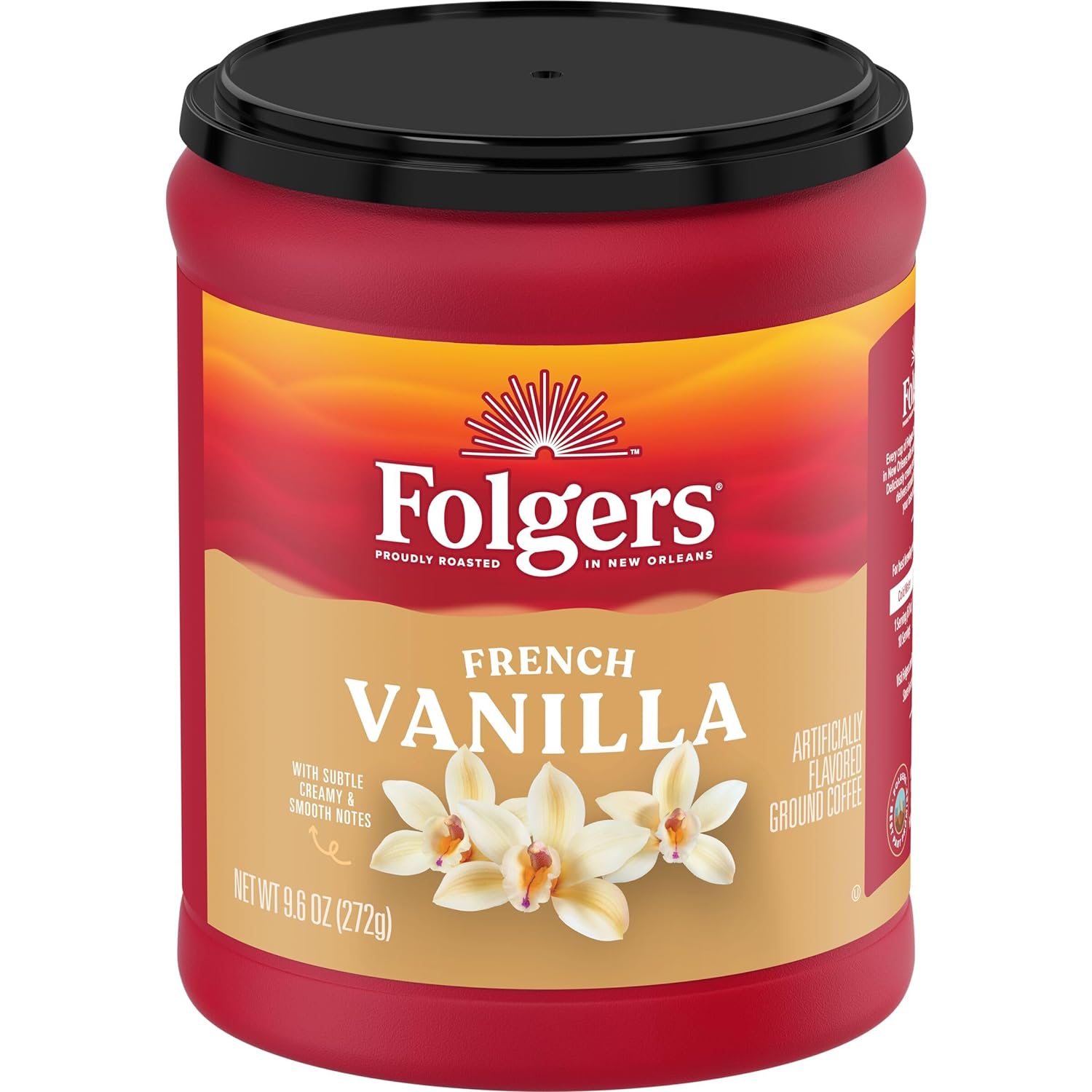 Folgers French Vanilla Flavored Ground Coffee, 9.6 Ounce Canister (Pack of 6)