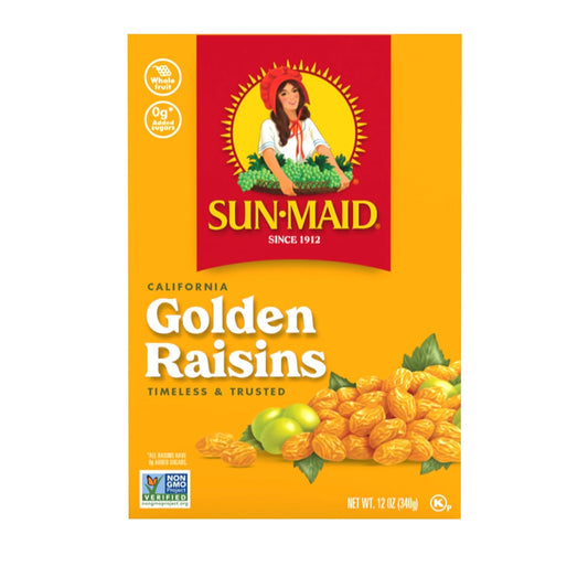 Sun-Maid California Golden Raisins - (12 Pack) 12 oz Sharing-Size Box - Dried Fruit Snack for Lunches, Snacks, and Natural Sweeteners