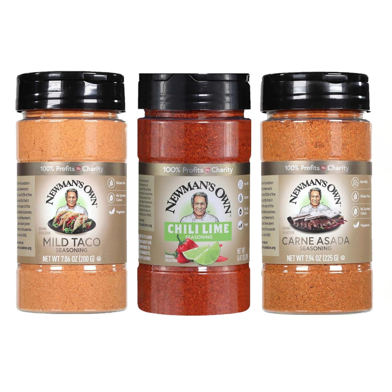 Newman’S Own Latin Flavors Bundle – Mild Taco, Carne Asada, Chili Lime Seasonings; Great For All Types Of Cooking