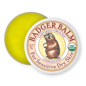 Badger Balm Unscented, 100% Organic Olive Oil & Beeswax, Fragrance Free Hand Cream, Long Lasting Sensitive Skin Moisturizer, 2 Oz Tin, 2-Pack