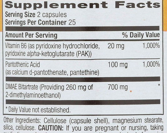 Country Life - Coenzymed Dmae With Pak And Pantothenic Acid, 350 Mg - 50 Vegan Capsules