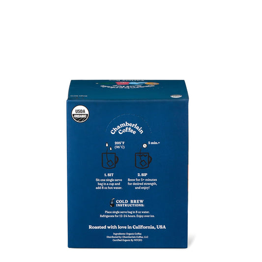 Chamberlain Coffee Variety Box Single Serve Bags - Includes 5 Blends, Original Family Blend, Early Bird Blend, Night Owl Blend, Careless Cat Blend, Social Dog Blend - 10 Single Serve Cold Brew Sachets