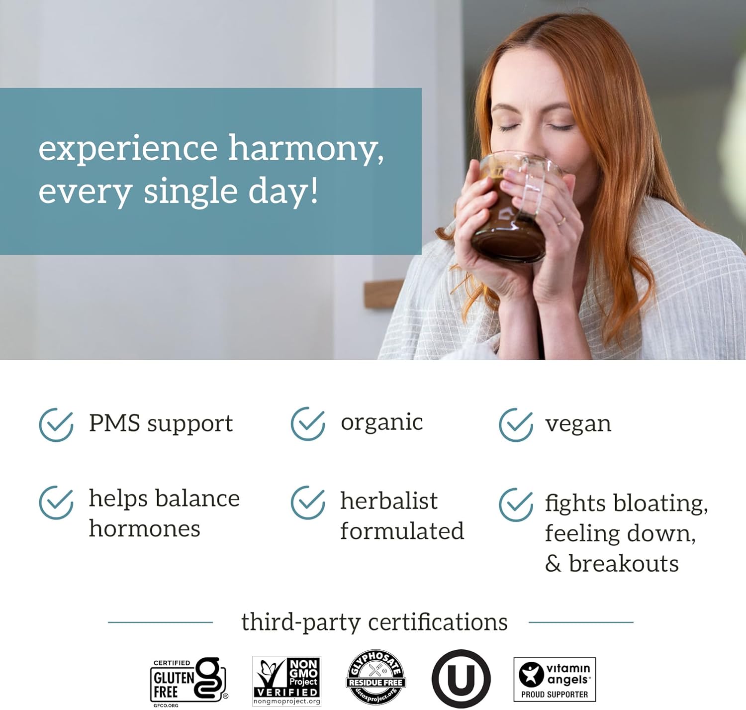 Buy Organifi Harmony - Hormone Support - Eases Pms Symptoms - Energizes You - Regulates Menstrual Cycle - Best Served Hot - Gluten Free And Vegan Cacao Powder, 30 Servings On  Free Shipping On Qualified Orders