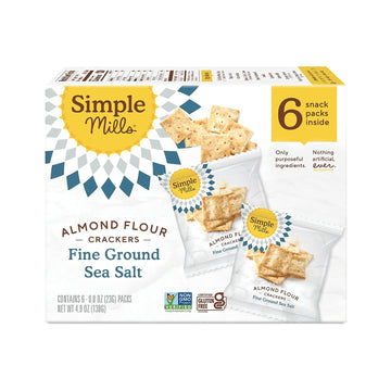 Simple Mills Almond Flour Crackers, Fine Ground Sea Salt Snack Packs - Gluten Free, Vegan, Healthy Snacks, 4.9 Ounce (Pack of 1)