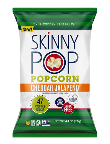 Skinnypop Cheddar Jalapeno, 4.4Oz Grocery Size Bags, Skinny Pop, Healthy Popcorn Snacks, Gluten Free