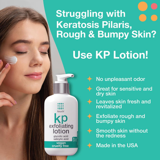 Touch Glycolic Acid Lotion For Keratosis Pilaris - Kp Lotion Moisturizer - Glycolic Acid Body Lotion For Aha Bha Rough & Bumpy Skin- Keratosis Pilaris Exfoliating Lotion Gets Rid Of Redness - 8 Fl Oz