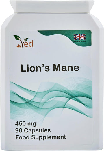 Ved Lion’S Mane Supplement 450Mg, Lion'S Mane Mushroom 15:1 Extract 90 Vegan Capsule (3 Months Supply)