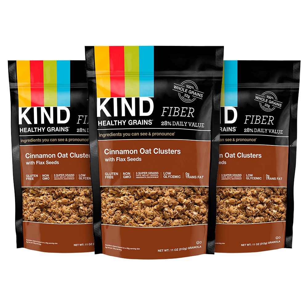 Kind Healthy Grains Clusters, Cinnamon Granola, Healthy Snacks, Gluten Free, 3 Count