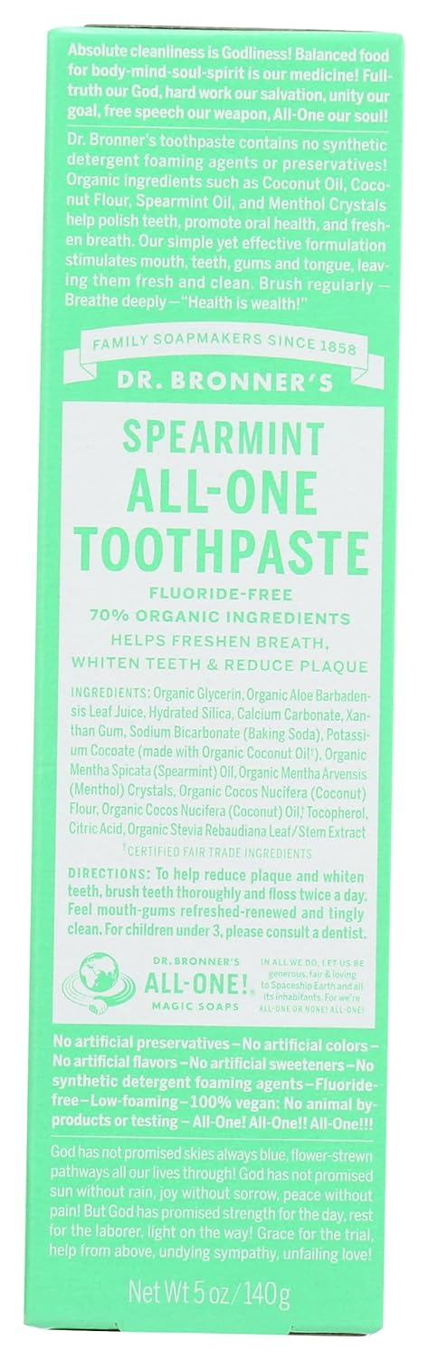 Dr. Bronner’s - All-One Toothpaste (Spearmint, 5 Ounce)