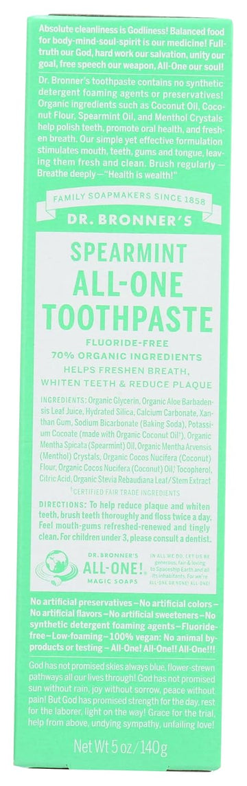 Dr. Bronner’S - All-One Toothpaste (Spearmint, 5 Ounce)