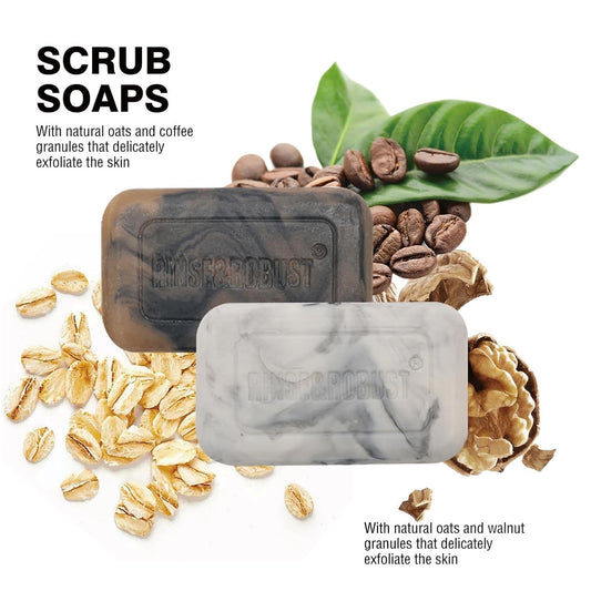 Rinse & Robust Men'S Luxury Bar Soap 4-Pack - Charcoal & Clove Oil Scent | 4-In-1 Exfoliating & Hydrating For Body, Face, Hands | Fathers Day Gifts(5.3 Oz Each)