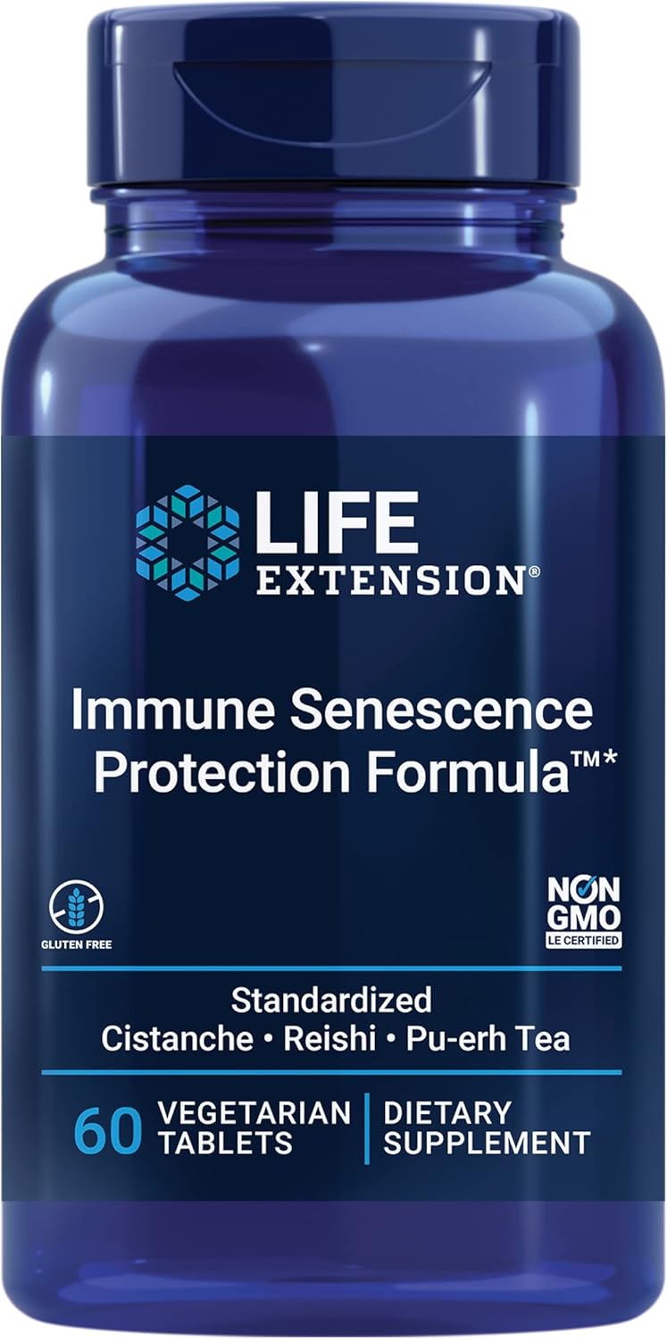Life Extension Immune Senescence Formula Standardized Cistanche Reishi Pu-Erh Tea, 60 Vegetarian Tablets