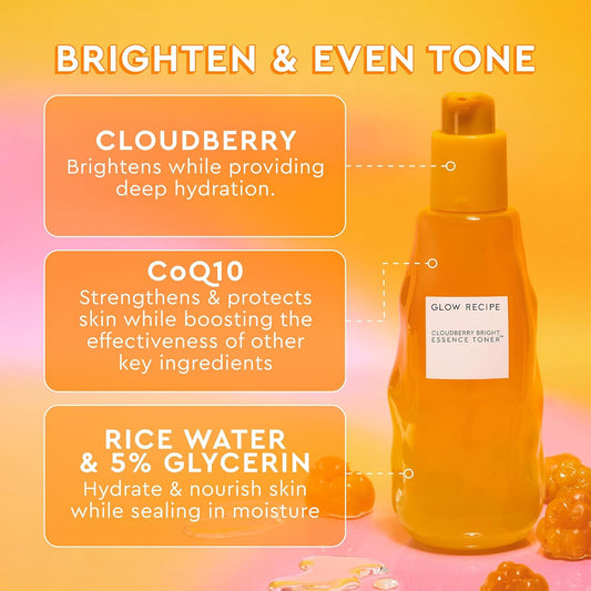 Glow Recipe Brighten & Tighten Toner Duo - Cloudberry Essence Toner Mini (30Ml) + Watermelon Bha+Pha Toner Mini (40Ml)