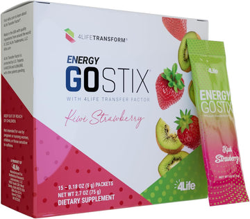 4Life Energy Go Stix - Healthy Energy Source - Kiwi Strawberry Drink Mix - Contains Natural Caffeine From Guarana, Maca, Yerba Mate, And Green Tea Leaf Extract - 15 Packets