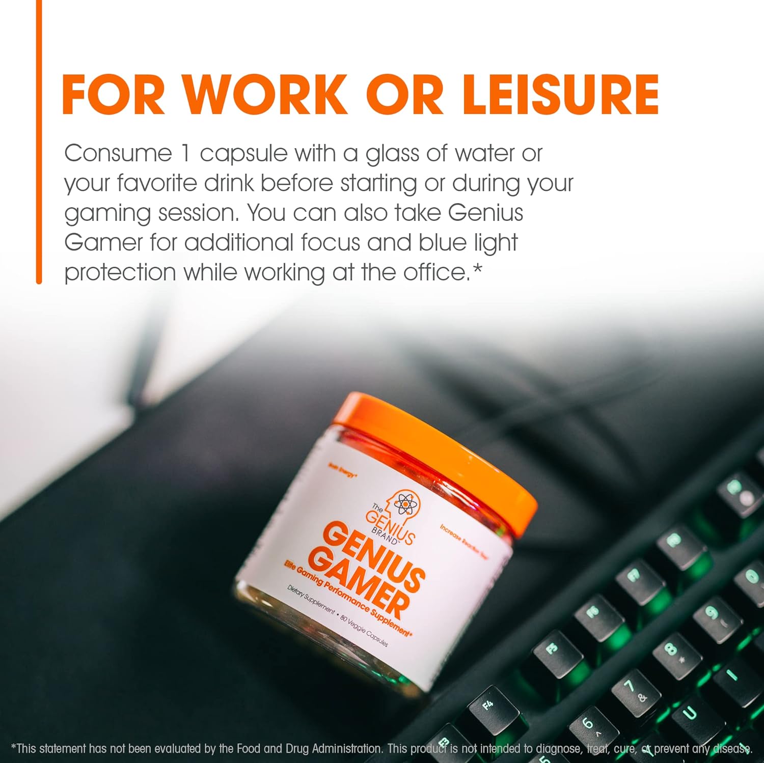 Genius Gamer, Gaming Focus Supplement, 80 Pills - Elite Nootropic Performance Booster - Boost Brain & Mental Clarity, Reaction Time & Concentration - Blue Light Support with Lutemax : Health & Household