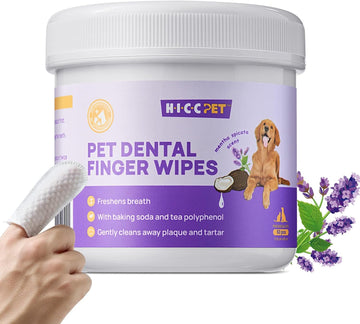 Teeth Cleaning Wipes For Dogs & Cats, Remove Bad Breath By Removing Plaque And Tartar Buildup, Disposable Dog Finger Toothbrush Gentle Pet Dental Care Wipes, 50 Counts, (Mentha Spicata Scent)