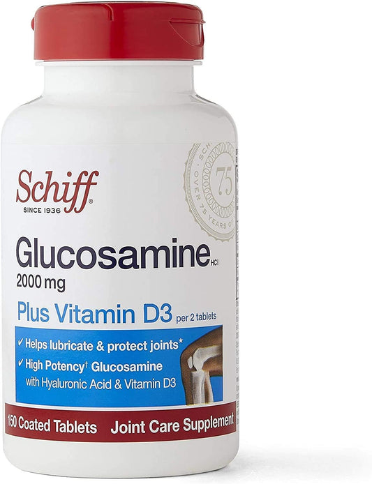 Schiff Glucosamine with Vitamin D3 & Hyaluronic Acid, 2000mg of Glucosamine, Joint Care Supplement Helps Lubricate & Protect Joints*, 150 Count (Pack of 2) : Health & Household