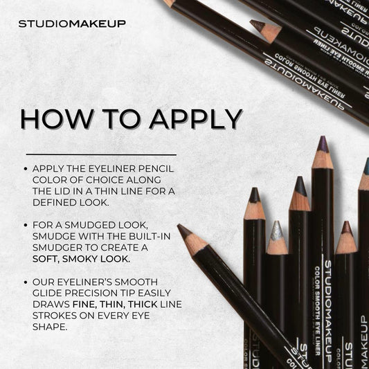 Studiomakeup Color Smooth Eyeliner Pencil – Soft Touch Eye Makeup - Smooth Texture Makeup Pencil Eyeliner - Smoky To Natural Eyeliner - Green Eyeliner Pencil Safe For Sensitive Eyes