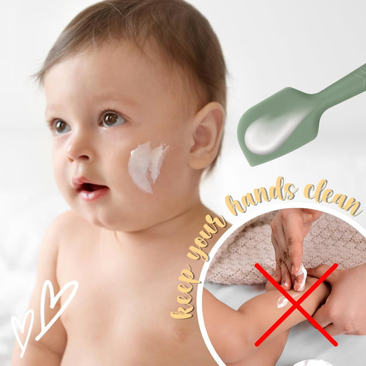 Diaper Cream Applicator Set - Soft Silicone Baby Butt Brush with Suction Base, Baby Butt Spatula, Full Size, 2 Piece - Newborn Baby Essentials (Sage/Blush)