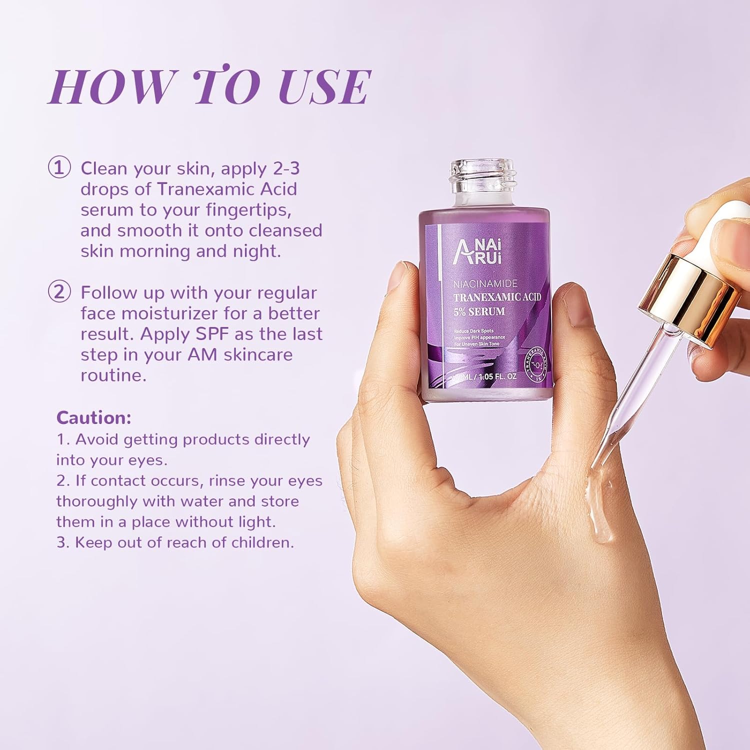 Anai Rui 5% Tranexamic Acid Serum With Niacinamide,Kojic Acid, Arbutin,For Uneven Skin Tone 1.69 Fl.Oz/50 Ml : Beauty & Personal Care