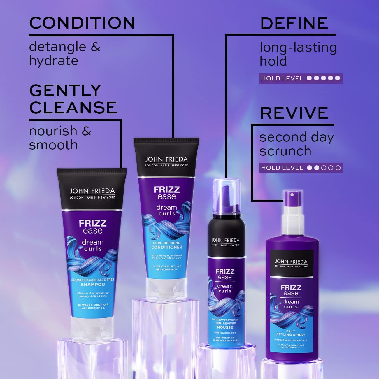 John Frieda Frizz Ease Dream Curls Shampoo and Conditioner Duo Pack 2x 250 ml, Sulphate-Free Shampoo and Conditioner for Naturally Wavy and Curly Hair, Dream Curls Value Bundle : Amazon.co.uk: Beauty