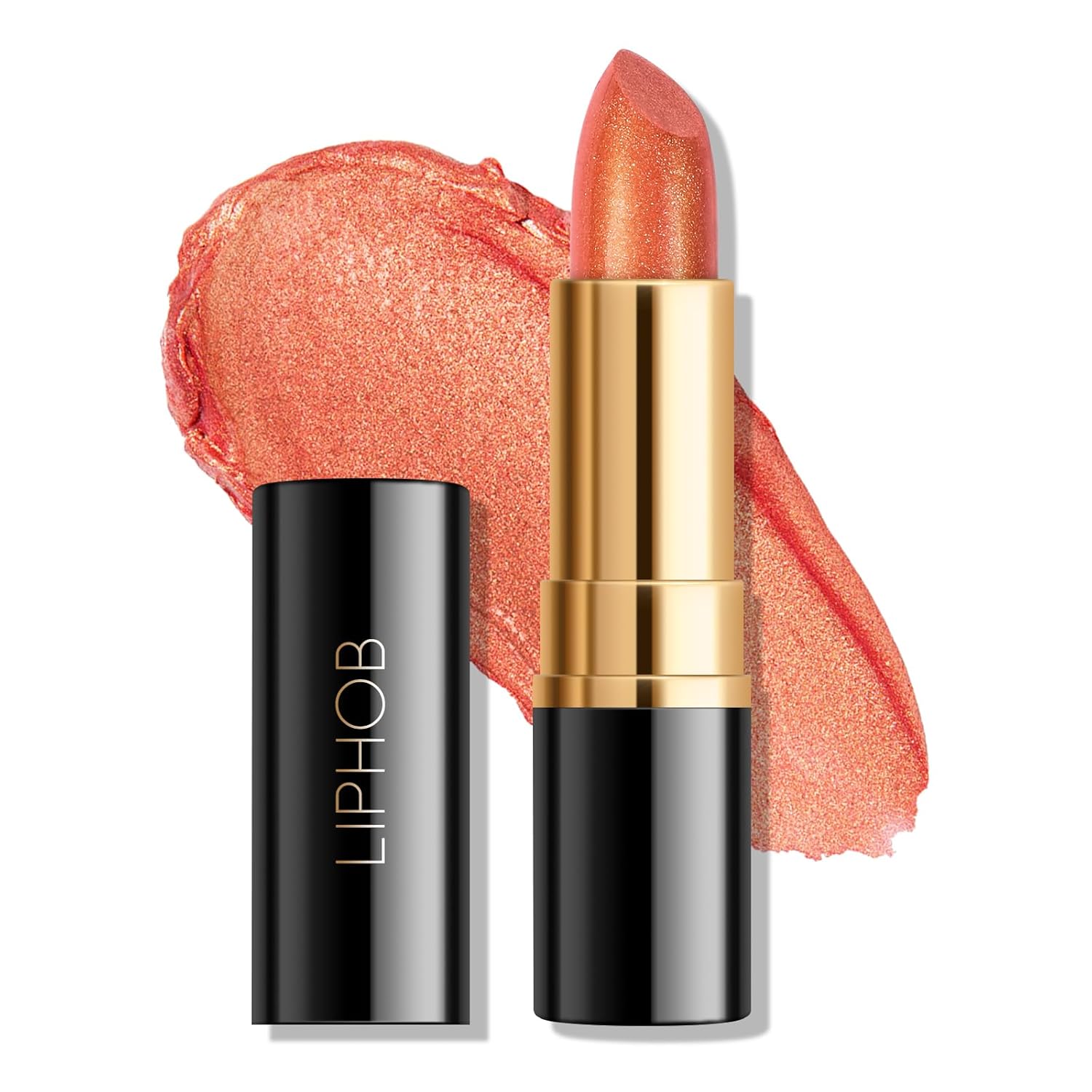Kyda Red Shimmer Lipstick, Metallic Pearl Lipstick, Lasting Non-Sticky Glitter Lips Color, High Glossy Lips Makeup For Women, Mocha Red