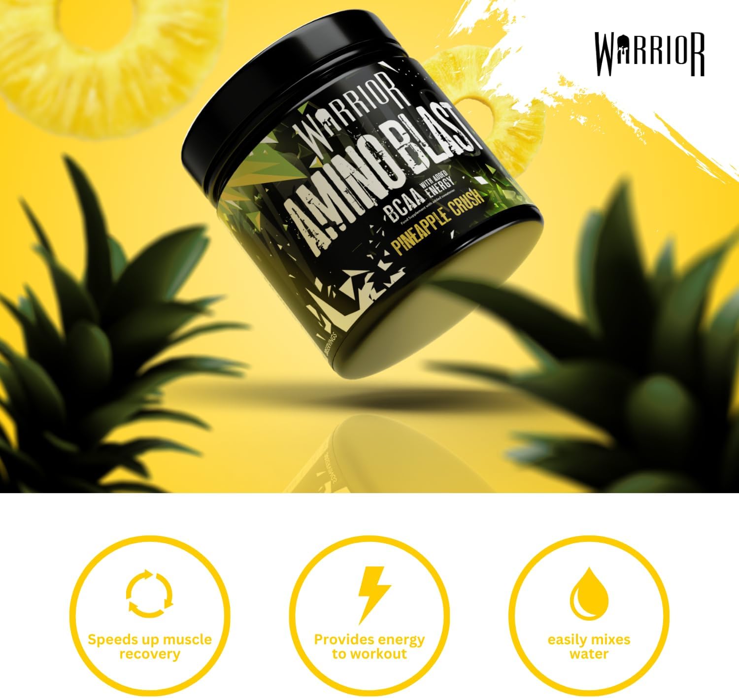 Warrior Amino Blast 270g – BCAA Powder – Branched Chain Amino Acids Supplement, Intra Workout & Recovery, Energy Drink – 30 Servings (Pineapple Crush) : Amazon.co.uk: Health & Personal Care