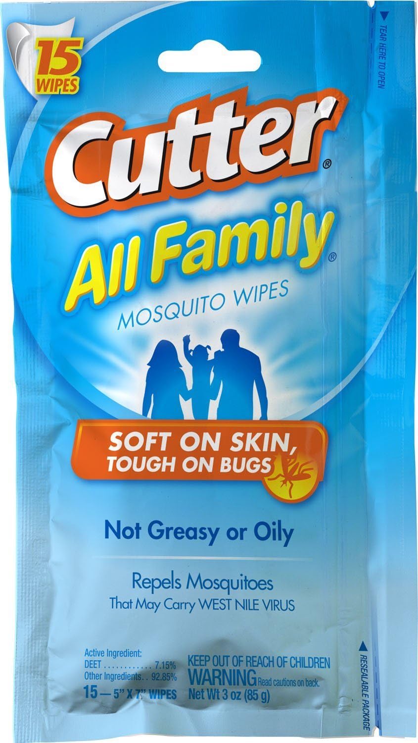 Cutter All Family Mosquito Repellent Wipes, 15 Wipes, (Pack Of 3)