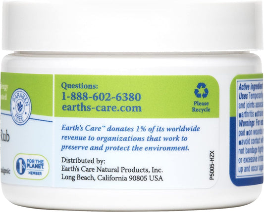 Earth's Care Muscle & Joint Rub - for Sore Muscles, Bruises, Aches and Strains - 2.5 OZ