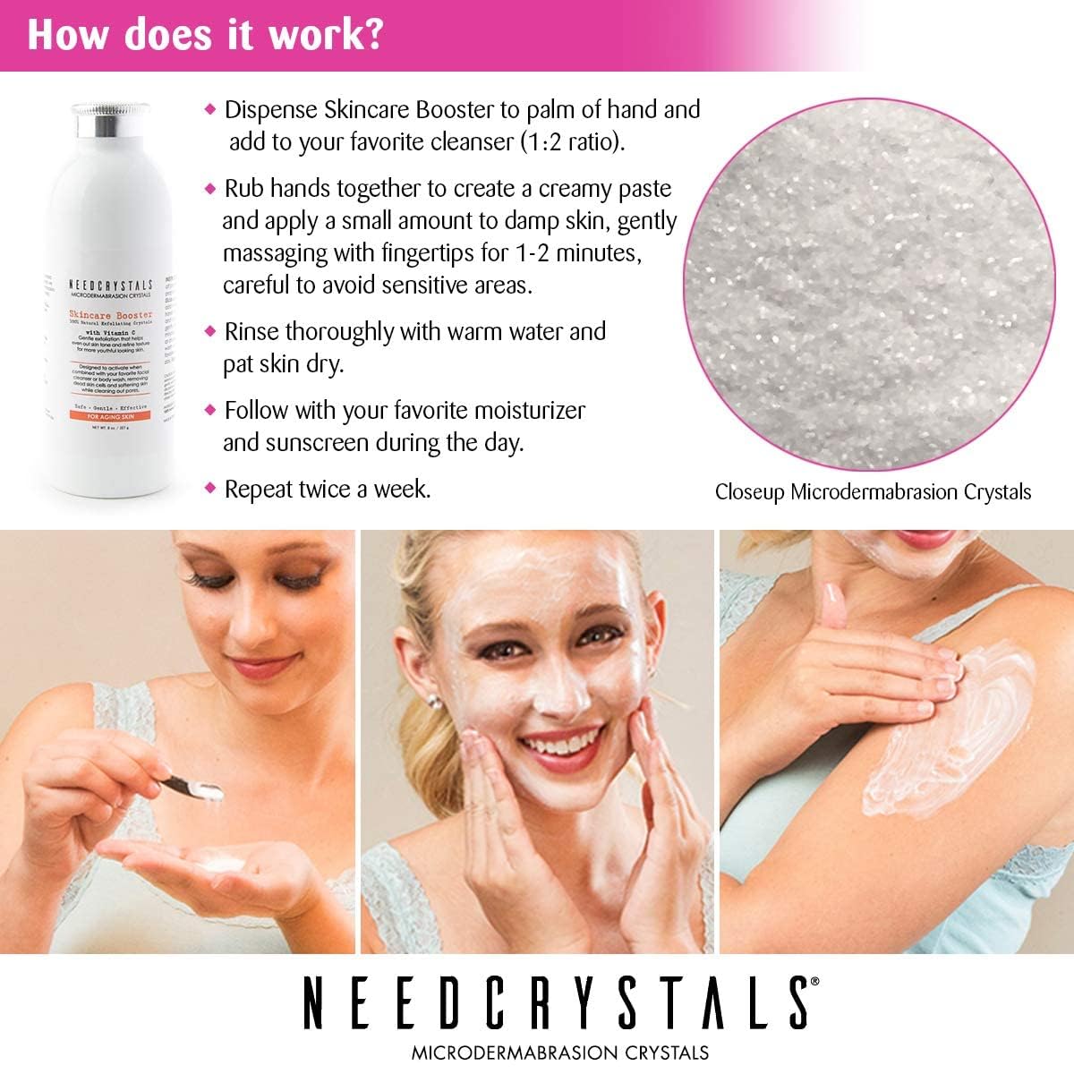 Needcrystals Microdermabrasion Crystals, Diy Face Scrub With Vitamin C. Natural Facial Exfoliator For Dull Or Dry Skin Improves Wrinkles, Anti-Aging, Skin Texture & Brightening. 8 Oz : Beauty & Personal Care