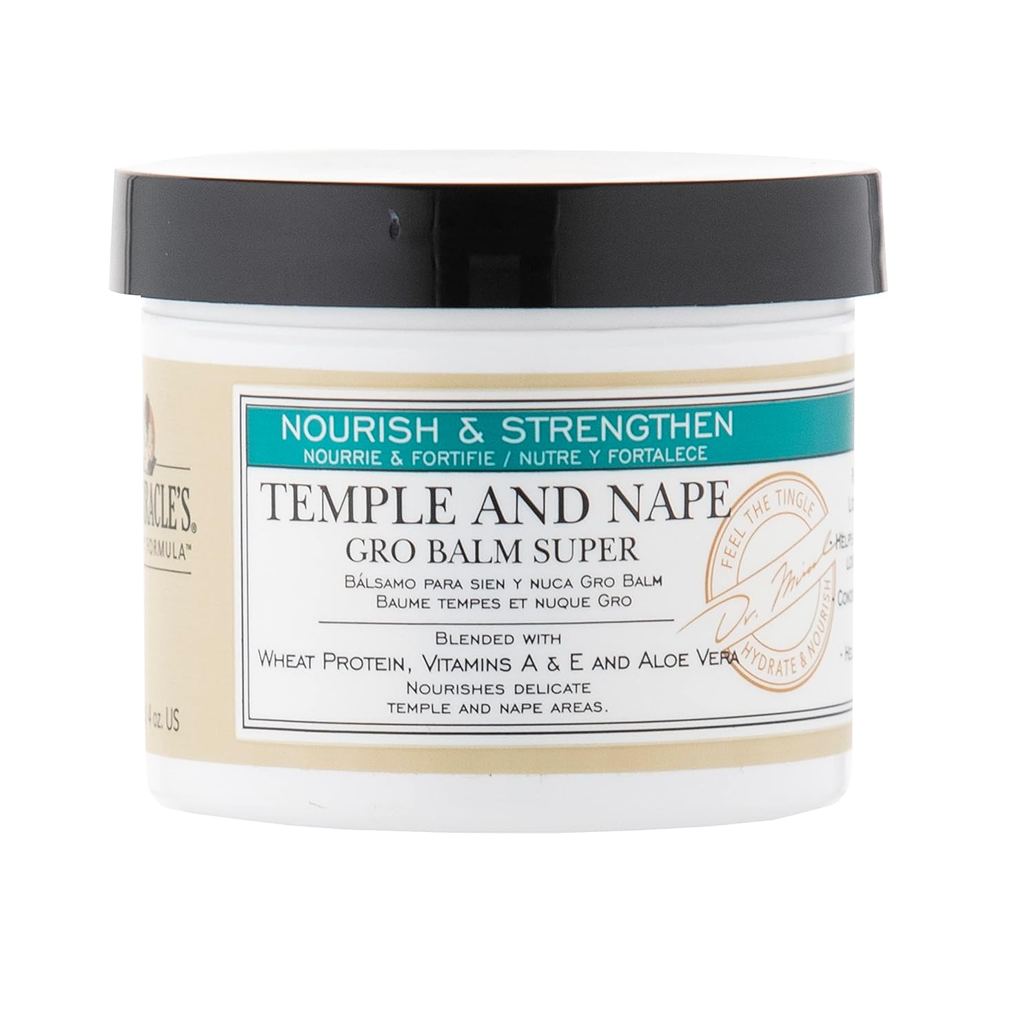 Dr. Miracle'S Temple And Nape Gro Balm - For Healthy Hair Growth, Contains Wheat Protein, Aloe, Vitamin A, Vitamin D, Strengthens, Promotes Growth, 4 Oz