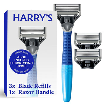 Harry'S Shaving Kit For Men - Razor Handle And 3 Razor Blade Refill Cartridges - Ember