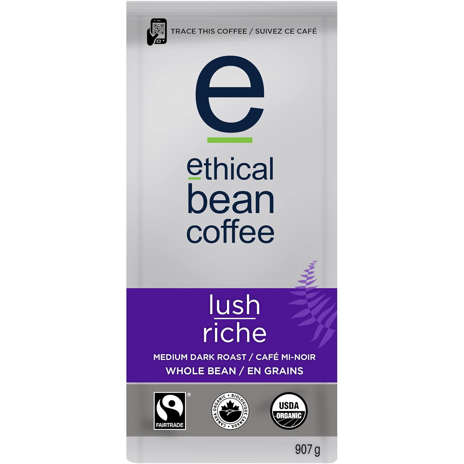 Lush Ethical Bean Coffee: Medium Dark Roast Whole Bean Coffee - Usda Certified Organic Coffee, Fair Trade Certified - 2 Lb Bag (908 G)
