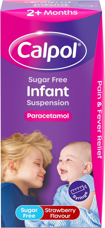 Calpol Infant Suspension, Paracetamol Medication, For 2+ Months, Strawberry Flavour, 100Ml