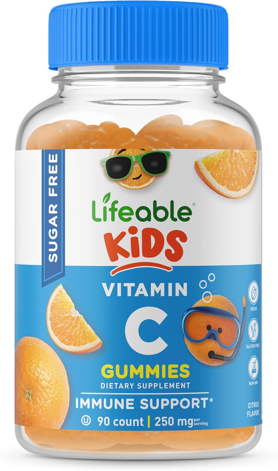 Lifeable Sugar Free Vitamin C For Kids – 250 Mg – Great Tasting Natural Flavor Gummy Supplement – Vegetarian Gmo-Free Chewable Vitamin – For Immune Support – For Children – 90 Gummies