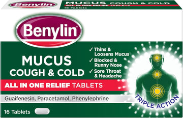 Benylin Mucus Cough & Cold All In One Tablets, 16 Each