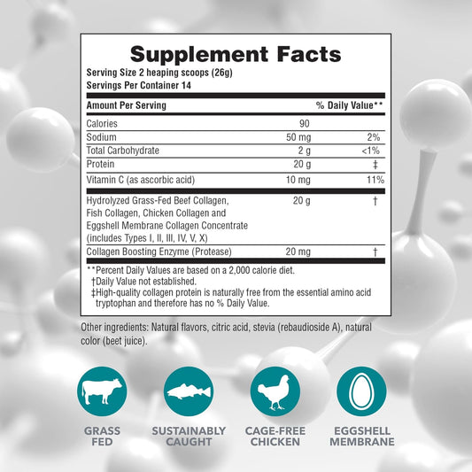 Natures Plus Collagen Peptides, Berry Lemonade - 0.8 Lb Powder - Hair, Skin, Nail & Joint Health, Immune System Support - Non-Gmo, Gluten Free - 14 Servings