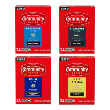 Community Coffee Variety Pack 96 Count Coffee Pods, Medium Dark Roast, Compatible with Keurig K-Cup Brewers, 24 Count (Pack of 4)